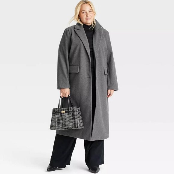 a new day Jackets & Blazers - Women's Faux Wool Topcoat - A New Day Gray L